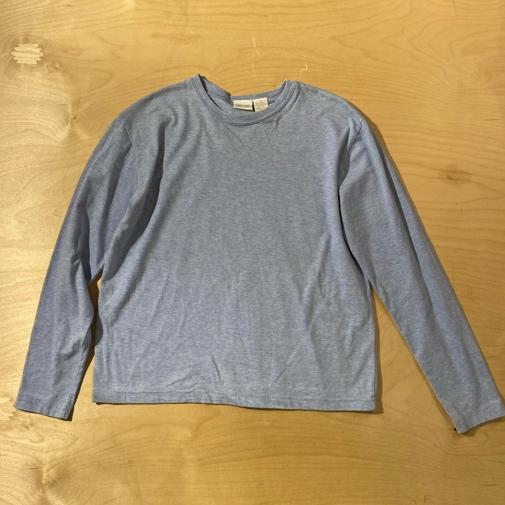 Cherokee Heathered Light Blue Crew Neck Long Sleeve Tee Small (QT)